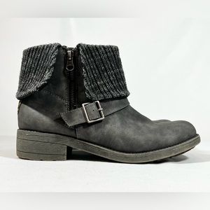 Rocket Dog Bentley Women’s Side Zip Sweater Cuff Biker Style Ankle Boot Size 9.5